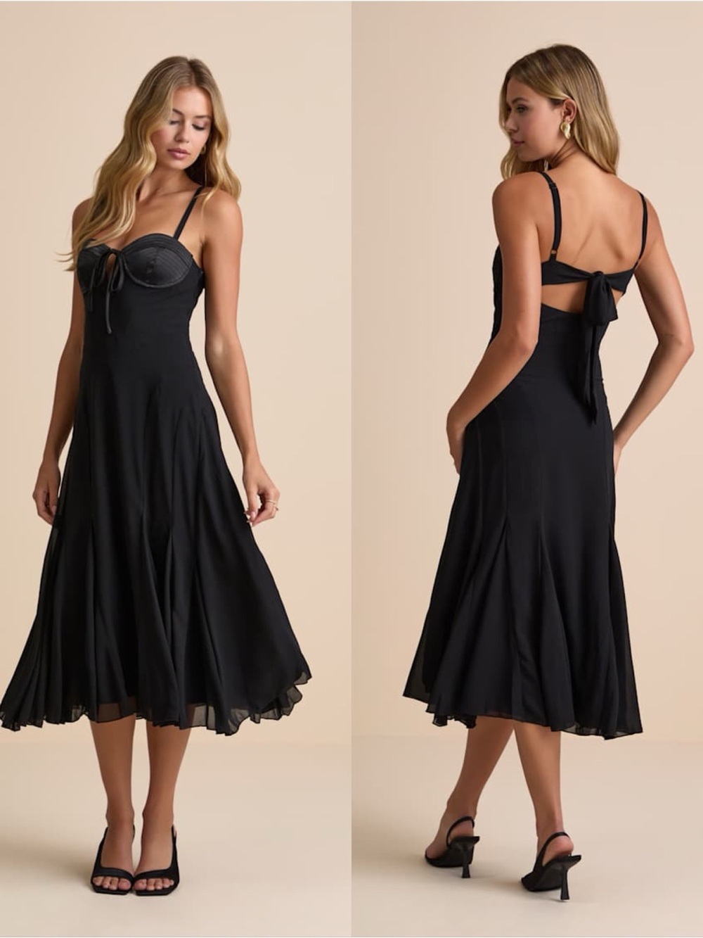 LULU'S Enticing Invite Black
Pleated Midi Dress